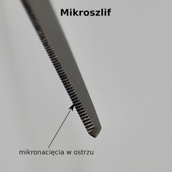 Mikroszlif w nożyczkach fryzjersskich i groomerskich. 
